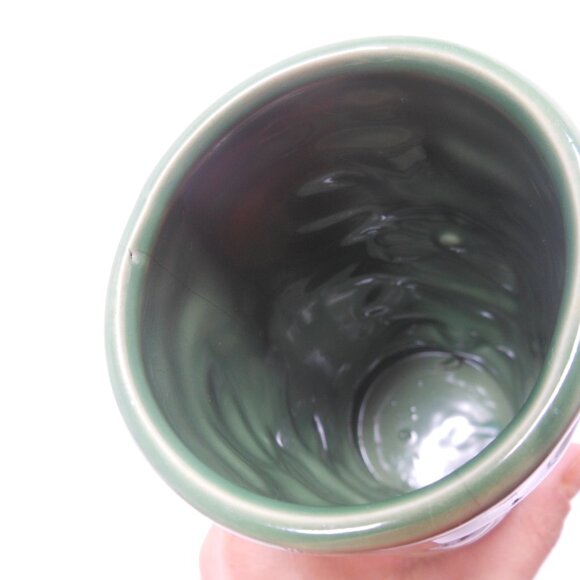 Vtg Tiki Hawaiian Cup Vase Ceramic Mug Green Double Sided Sang Kung B Decor - Picture 5 of 11